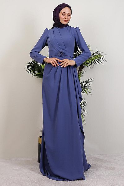 GİYZAMİLA Venessa Crepe Evening Dress Serenity
