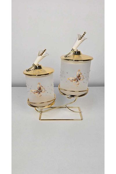 Radin 2Piece Glass Candy Jar with Metal Stand and Lid