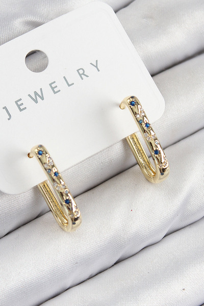 callerrons accessories Brass Zircon Stone Flower Patterned Model Gold Color Women's Earrings - Ebj250816W37144