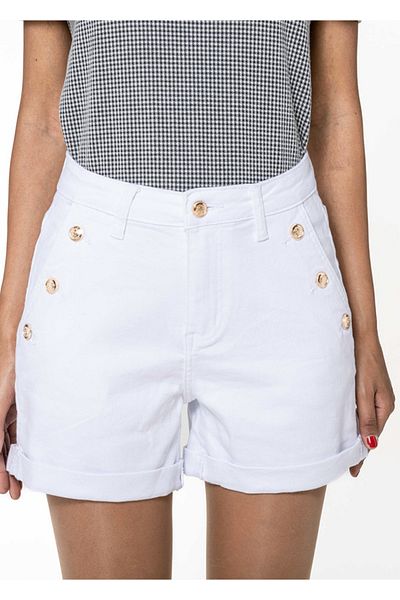 Nina Carter Short jeans with twisted ends P506-10 M7, White