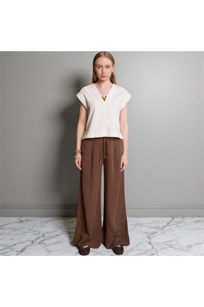Peony Boutique Tan Wide Leg Linen Trousers