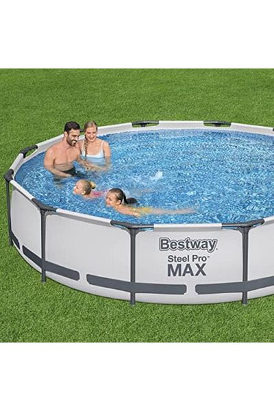 BESTWAY Steel ProMAX Swimming Round Pool 12' x 30"/3.66m x 76cm, Above Ground Garden Frame Pool
