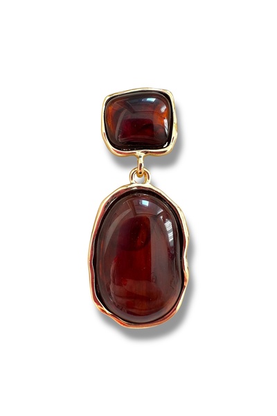 Pao Rosa Bitter Brown Gold Detailed Vintage Earrings