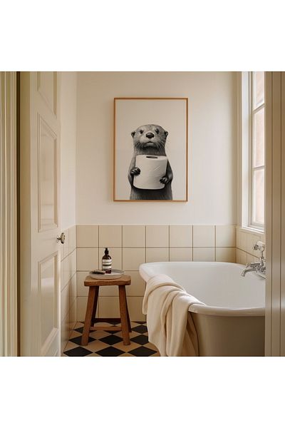 Nuqta Funny Otter Holding Tissues Canvas Painting - Hidden Frame 40x60cm