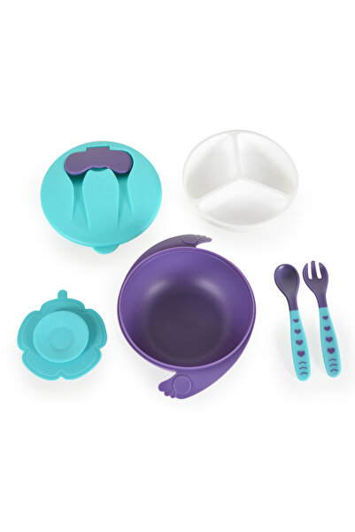 Cangaroo Set castron cu lingurita si furculita Jelly, cu baza antiderapanta, ...