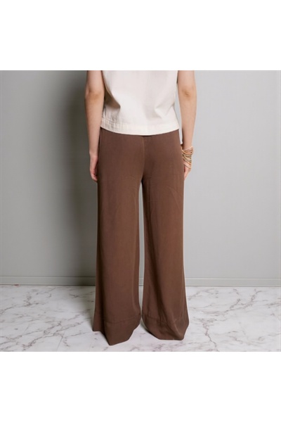 Peony Boutique Tan Wide Leg Linen Trousers