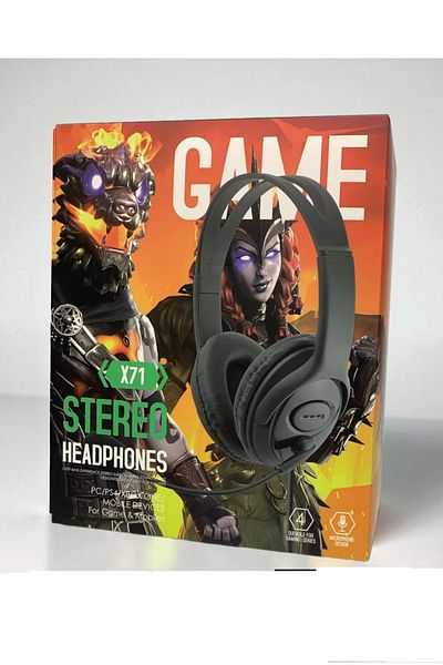 stereo X71 Over-Ear Wired Headphones with Microphone – Noise Cancelling
