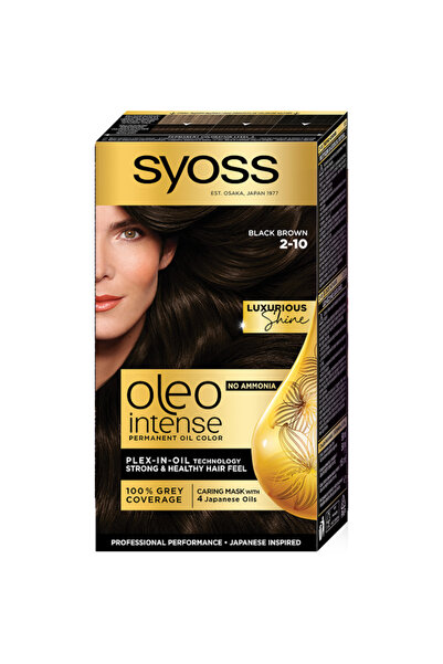 Syoss 3 x Color Oleo Intense Permanent Hair Dye, 2-10 Very Dark Brown, 115 ml
