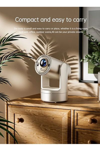 Bicchoo Mini Smart 4K Projector, Rechargeable WiFi Bluetooth, Remote, Portable Home/Outdoor Movie Use