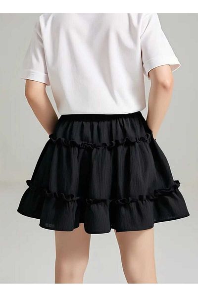 BEBEĞİME ÇORAP Girl's Layered Ruffled Muslin Skirt