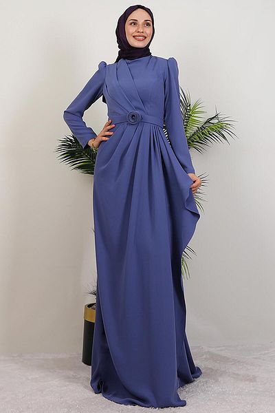 GİYZAMİLA Venessa Crepe Evening Dress Serenity