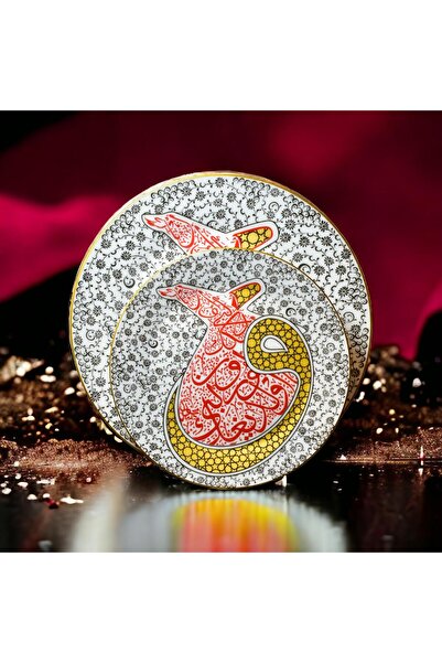 Diamond Porselen Mevlânâ Hat Sanatı Porselen Tabak 20 cm (Sanatsal Desenli)