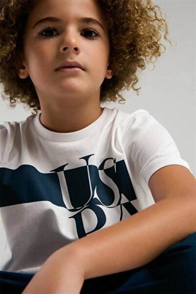 U.S. Polo Assn. Erkek Çocuk Pijama Takımı - Beyaz