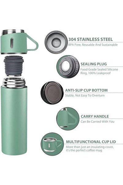 Generic Vacuum Insulated Flask 500ml/17.6oz Stainless Steel Thermo Bottle with Cup for Coffee Water Hot and