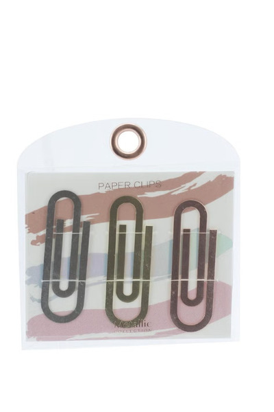 Roco 3-Piece Metallic Paper Clip Set – Silver, Gold & Rose Gold