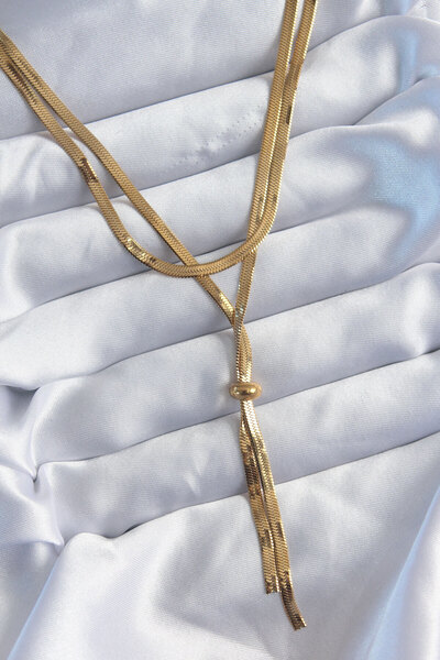 callerrons accessories قلادة نسائية ذات لون ذهبي مكونة من سلسلة مصعد إيطالية ...