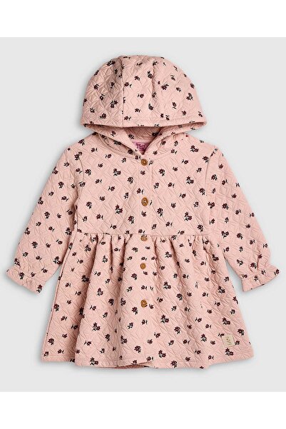 R&B فستان بغطاء رأس بطبعة زهور وأكمام طويلة