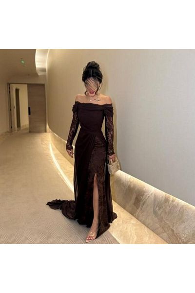 MEZON FASHION Luxury Evening Dress with Lace Sleeves