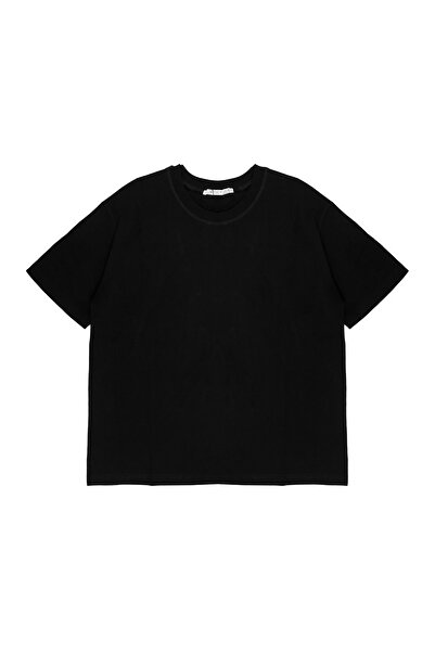 Bak Moda Tricou negru de bază cu matriță normală