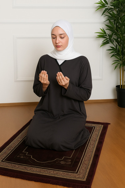 Defkay فستان صلاة نسائي عملي مع ربطة جانبية