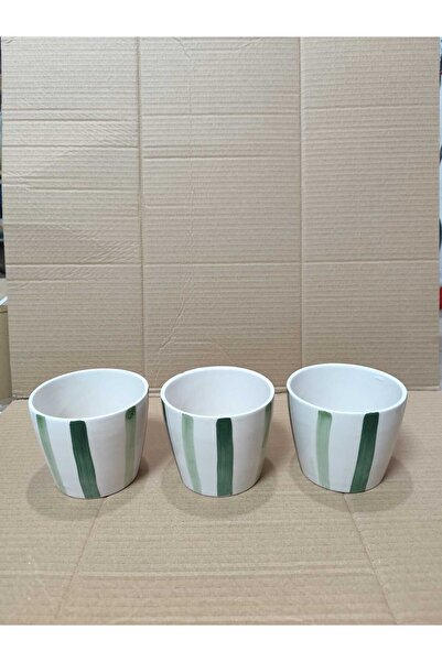 Dara Art Turuncu çizgi 3lü menekşe saksı