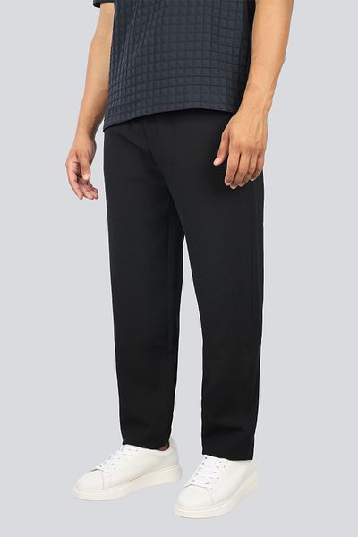 Emporio Armani Men's Regular Waist Woven Fabric Pipe Leg Pocket Detail Black Trousers Em001611 Te14101-Uc001