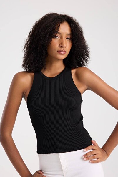 MATTİMODA Ribbed Sleeveless Halter Neck Women's Crop Knitwear