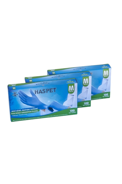 Has-Pet 3 Pack Blue Nitrile Examination Gloves m (Medium)