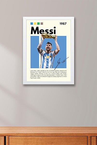 Saturn Lionel Messi Çerçeveli Tablo - Dekoratif Çerçeveli Futbolcu Poster Tablo