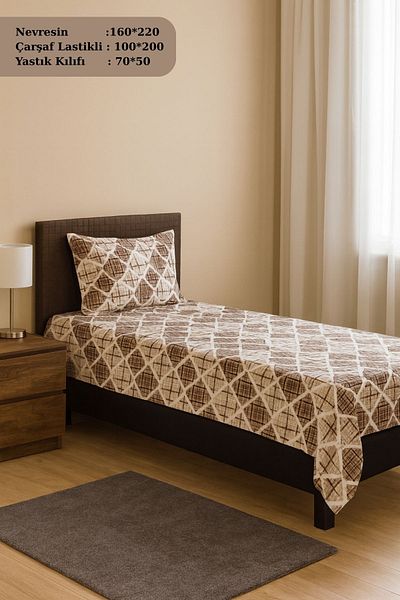 MixCotton Home Single Duvet Cover Set Cotton Fabric Fitted Sheet + Duvet Cover + 1 Pillowcase