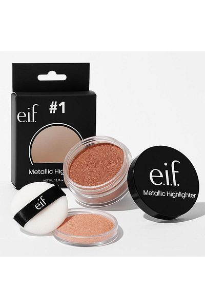 ELF Eve Metallic Shimmer Highlighter Illuminating Powder for an instant glow with a soft texture to illuminate cheekbones, nose, and define features