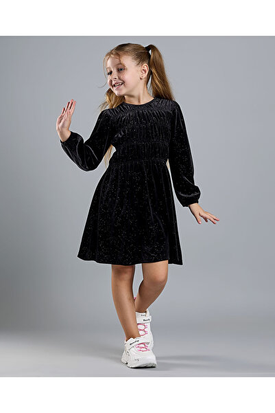 R&B Smocked Fit and Flare Dress with Puff Sleeves