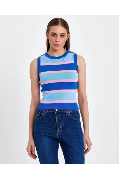 MATTİMODA Çizgili Crop Kadın Triko