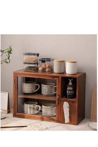 COOYA Wooden Cup Storage Cabinet ，Durable & Sturdy，Easy Installation，Exquisite Design