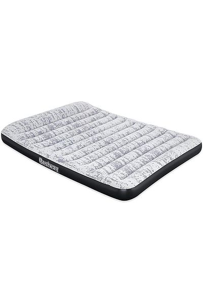BESTWAY 80" X 60" X 12"/2.03M X 1.52M X 30Cm Tritech Airbed Queen Fashion Flock Built-In Ac Pump