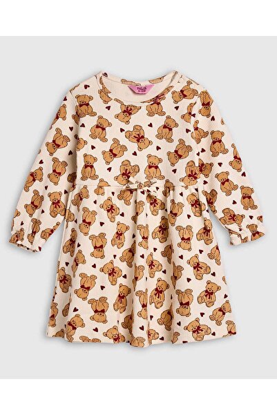 R&B فستان مطبوع بقصّة واسعة وأكمام طويلة