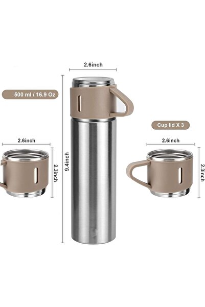 Generic Vacuum Insulated Flask 500ml/17.6oz Stainless Steel Thermo Bottle with Cup