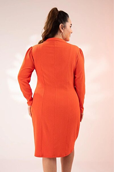 Roxxlen Φόρεμα μεγάλου μεγέθους με λαιμόκοψη σε σχήμα V πορτοκαλί