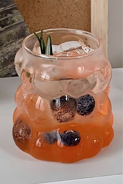 Reoona Bubble Glass Cup 2Pcs Heat Resistant Borosilicate Cold Coffee Cups Soft Drink Cup