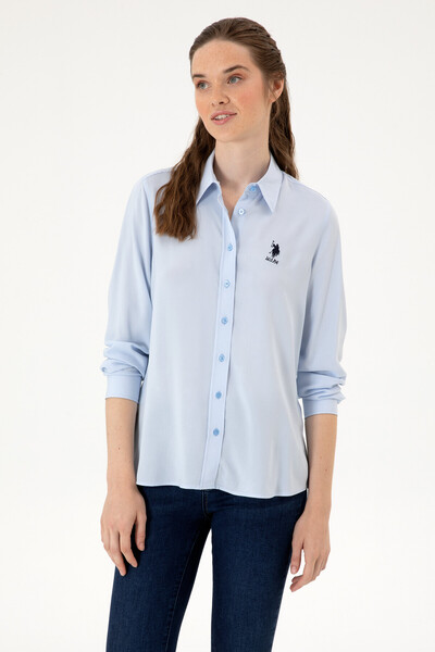 U.S. Polo Assn. Kadın Açık Mavi Uzun Kollu Gömlek 50316429-VR003