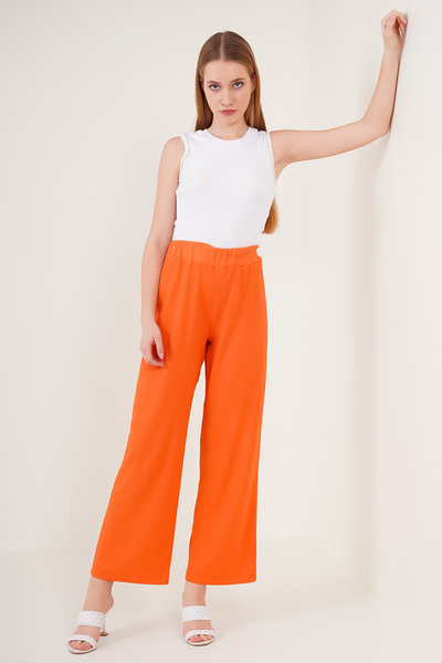 Merterium Women's Comfortable Fit Knitted Trousers Orange 1253