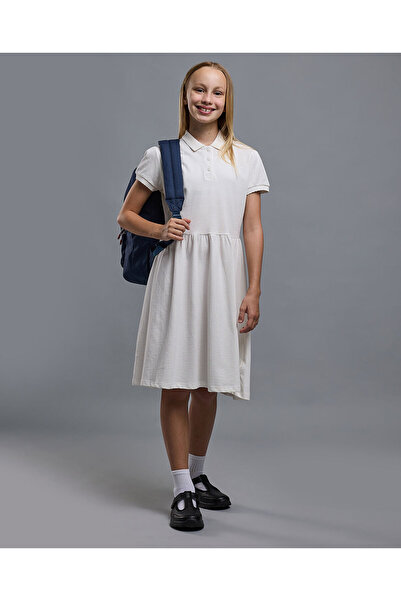 R&B Solid Polo Dress with Short Sleeves