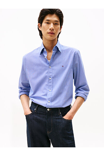 Tommy Hilfiger Tommy Hilfiger Men Wedge Blue Long Sleeve Flex Poplin Micro Gi...