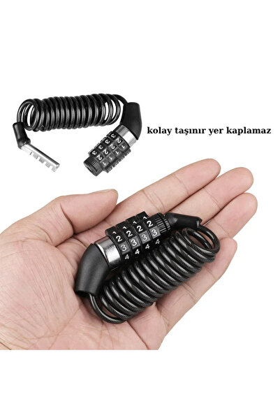 Trend Store Evrensel Şifreli Bisiklet ve Motosiklet Kilidi 1.6 Metre Kask Kilidi Sepet ve Ekipman Güvenliği