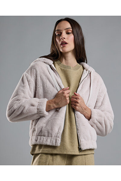 R&B Solid Hooded Jacket with Zipper Closure