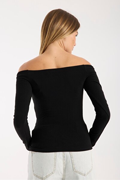 G-FOX Women's Long Sleeve Wide Neckline Stretchy Blouse – Modern and Elegant 3007