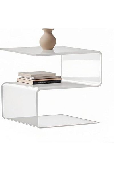 Slasa Acrylic Side Table by SLASA, 17.7 Inch Height × 13.7 Inch Length × 11.8 Inch Width - Transparent S