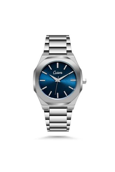 catera Men's all-weather watch in silver steel with a navy dial