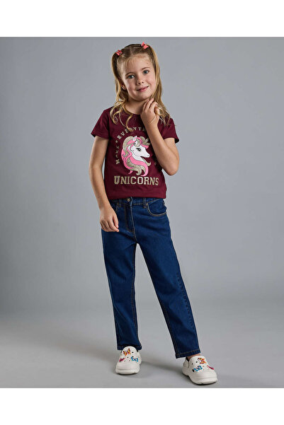 R&B بنطال جينز مستقيم مغسول مع زر للإغلاق