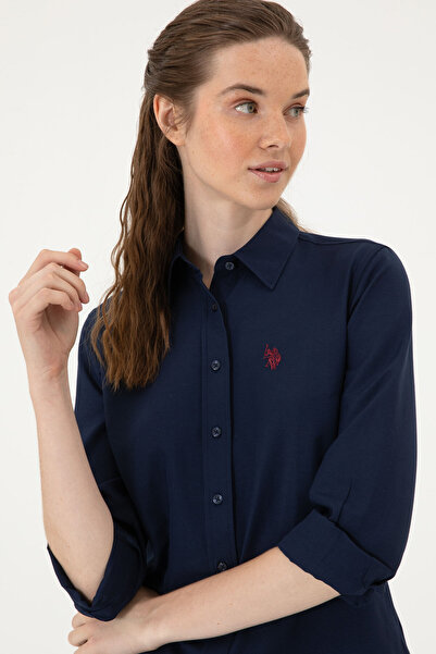 U.S. Polo Assn. Kadın Lacivert Uzun Kollu Basic Gömlek 50316711-VR033
